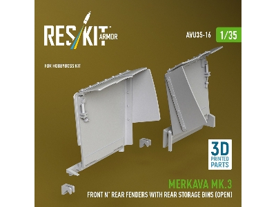 Merkava Mk.3 - Front And Rear Fenders With Rear Stowage Bins Open (For Hobby Boss Kits / 3d-printed) - zdjęcie 3