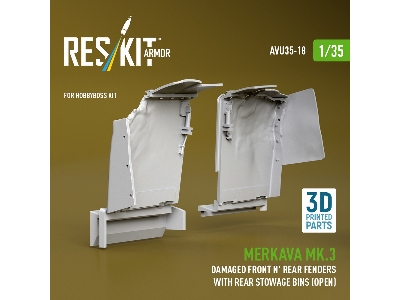 Merkava Mk.3 - Damaged Front And Rear Fenders With Rear Stowage Bins Open (For Hobby Boss Kits / 3d-printed) - zdjęcie 3