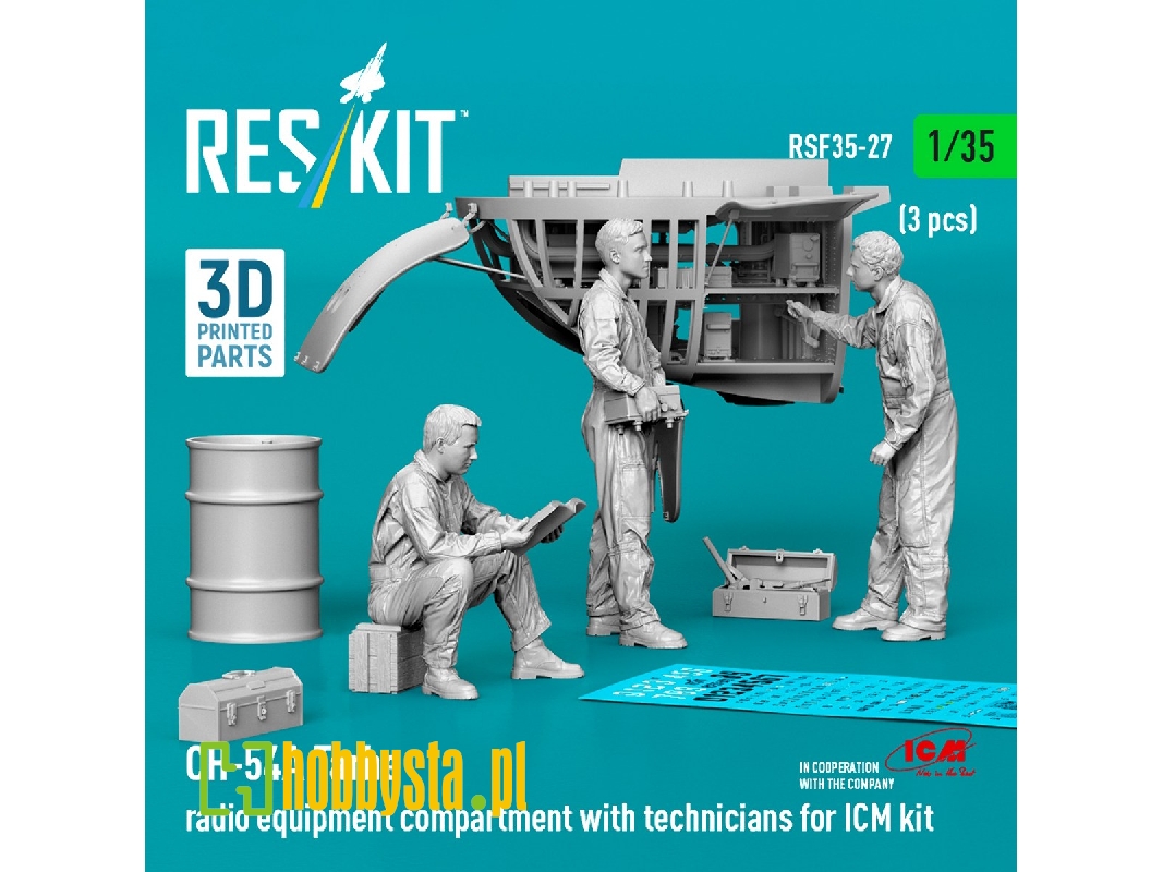 Sikorsky Ch-54 A Tarhe - Radio Equipment Compartment With Technicians / 3 Figures (For Icm Kits / 3d-printed) - zdjęcie 1