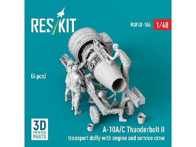 Fairchild A-10 A/C Thunderbolt Ii - Transport Dolly With Engine And Service Crew / 4 Figures (3d-printed) - zdjęcie 1