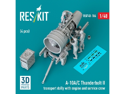 Fairchild A-10 A/C Thunderbolt Ii - Transport Dolly With Engine And Service Crew / 4 Figures (3d-printed) - zdjęcie 2