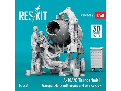 Fairchild A-10 A/C Thunderbolt Ii - Transport Dolly With Engine And Service Crew / 4 Figures (3d-printed) - zdjęcie 4