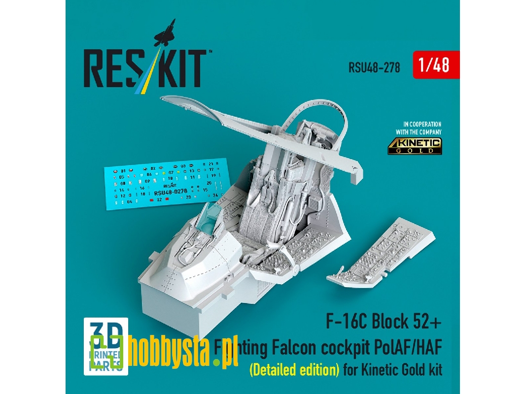 F-16 C Block 52+ Fighting Falcon  - Cockpit Pol Af / Haf Detailed Edition (For Kinetic Gold Kits / 3d-printed) - zdjęcie 1