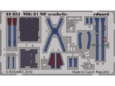  MiG-21MF KM1M seatbelts 1/32 - Trumpeter - blaszki - zdjęcie 1