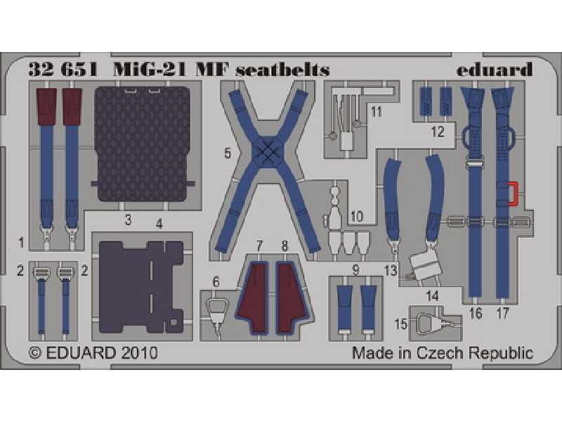 MiG-21MF KM1M seatbelts 1/32 - Trumpeter - blaszki - zdjęcie 1 MiG-21MF KM1M seatbelts 1/32 - Trumpeter - blaszki - zdjęcie 1