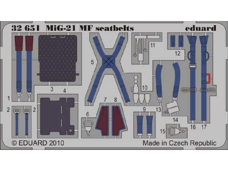  MiG-21MF KM1M seatbelts 1/32 - Trumpeter - blaszki - zdjęcie 1