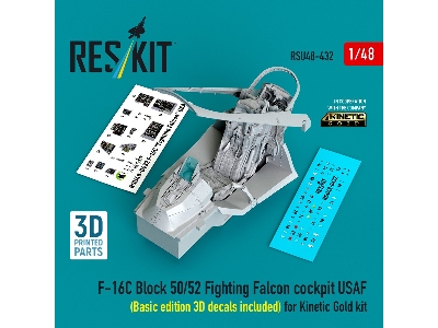 Lockheed Martin F-16 C Block 50/52 Fighting Falcon - Cockpit Usaf / Basic Edition 3d Decals Included (For Kinetic Gold Kits / 3d