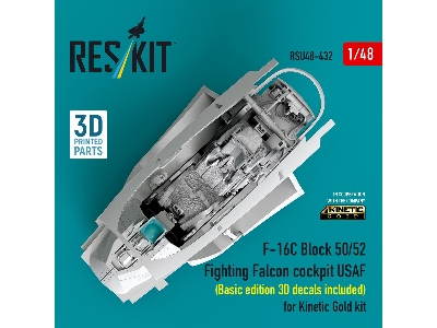 Lockheed Martin F-16 C Block 50/52 Fighting Falcon - Cockpit Usaf / Basic Edition 3d Decals Included (For Kinetic Gold Kits / 3d