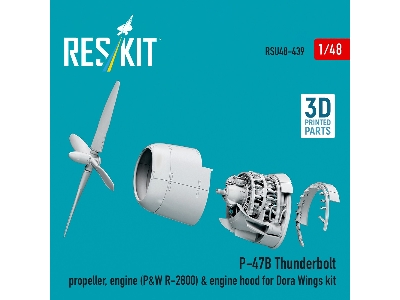 Republic P-47 B Thunderbolt - Propeller, Engine (P&w R-2800) & Engine Hood (For Dora Wings Kits / 3d-printed) - zdjęcie 1