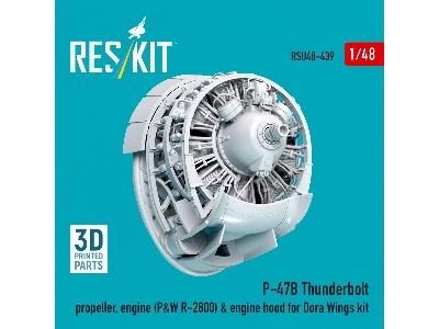Republic P-47 B Thunderbolt - Propeller, Engine (P&w R-2800) & Engine Hood (For Dora Wings Kits / 3d-printed) - zdjęcie 3