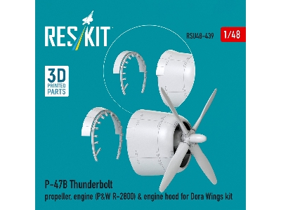 Republic P-47 B Thunderbolt - Propeller, Engine (P&w R-2800) & Engine Hood (For Dora Wings Kits / 3d-printed) - zdjęcie 4