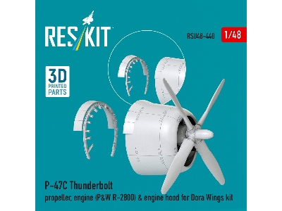 Republic P-47 C Thunderbolt - Propeller, Engine (P&w R-2800) & Engine Hood (For Dora Wings Kits / 3d-printed) - zdjęcie 4