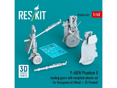 Mcdonnell Dougla F-4 B/N Phantom Ii - Landing Gear With Weighted Wheels Set (For Hasegawa Kits / Metal + 3d Printed) - zdjęcie 