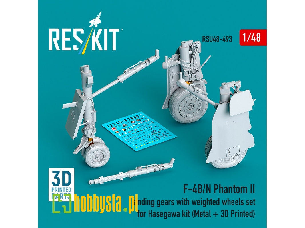 Mcdonnell Dougla F-4 B/N Phantom Ii - Landing Gear With Weighted Wheels Set (For Hasegawa Kits / Metal + 3d Printed) - zdjęcie 