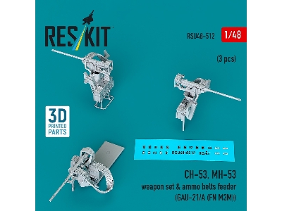 Sikorsky Ch-53 And Mh-53 - Weapon Set & Ammo Belts Feeder (Gau-21/A (Fn M3m) (3 Pcs / 3d-printed) (1/48) - zdjęcie 1