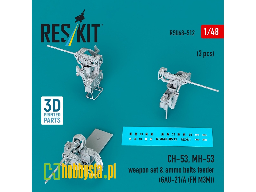 Sikorsky Ch-53 And Mh-53 - Weapon Set & Ammo Belts Feeder (Gau-21/A (Fn M3m) (3 Pcs / 3d-printed) (1/48) - zdjęcie 1