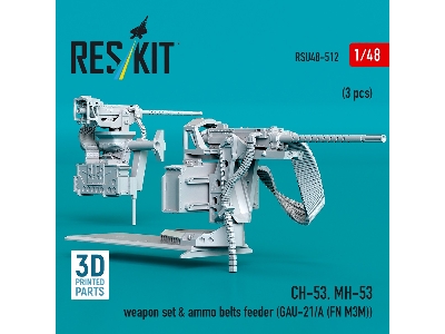 Sikorsky Ch-53 And Mh-53 - Weapon Set & Ammo Belts Feeder (Gau-21/A (Fn M3m) (3 Pcs / 3d-printed) (1/48) - zdjęcie 2