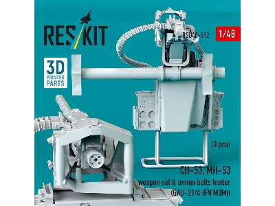 Sikorsky Ch-53 And Mh-53 - Weapon Set & Ammo Belts Feeder (Gau-21/A (Fn M3m) (3 Pcs / 3d-printed) (1/48) - zdjęcie 3