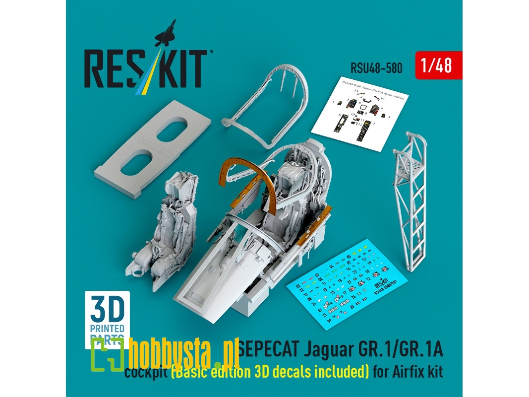 Sepecat Jaguar Gr.1 / Gr.1 A - Cockpit / Basic Edition - 3d Decals Included (For Airfix Kits / 3d-printed) - zdjęcie 1