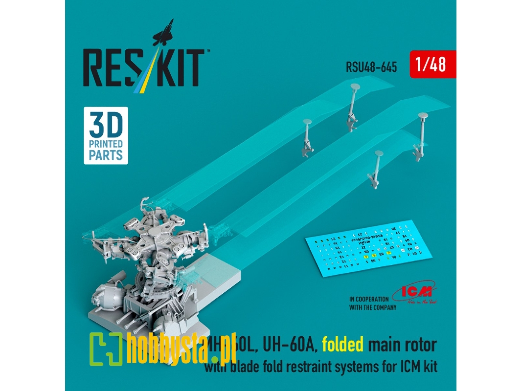 Sikorsky Mh-60l And Uh-60a - Folded Main Rotor With Blade Fold Restraint Systems (For Icm Kits / 3d Printed) - zdjęcie 1