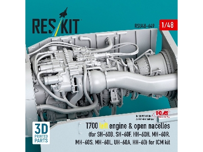 Sikorsky Sh-60b / Sh-60f / Hh-60h / Mh-60r / Mh-60s / Mh-60l / Uh-60a And Hh-60 - T700 Left Engine & Open Nacelles (For Icm Kits