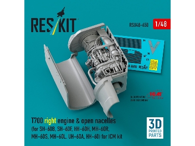 Sikorsky Sh-60b / Sh-60f / Hh-60h / Mh-60r / Mh-60s / Mh-60l / Uh-60a And Hh-60 - T700 Right Engine & Open Nacelles (For Icm Kit