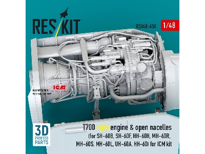 Sikorsky Sh-60b / Sh-60f / Hh-60h / Mh-60r / Mh-60s / Mh-60l / Uh-60a And Hh-60 - T700 Right Engine & Open Nacelles (For Icm Kit