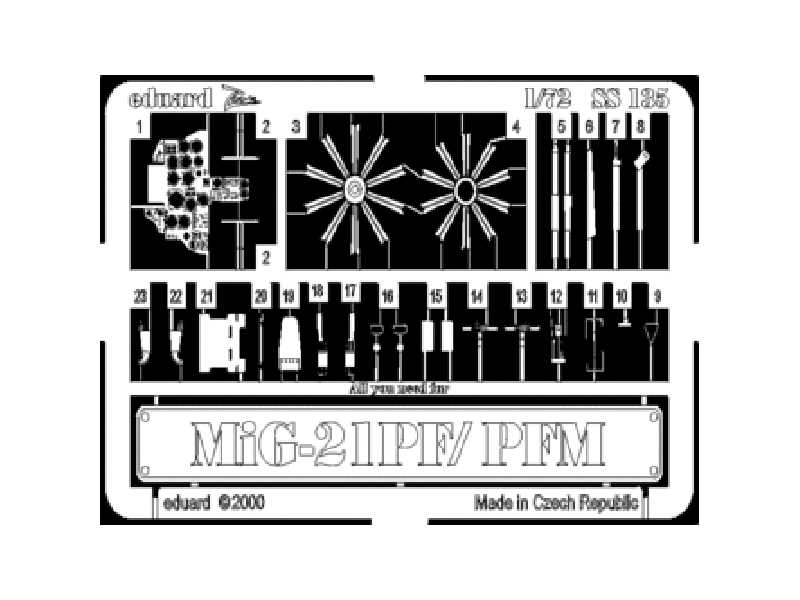 MiG-21PF/ PFM 1/72 - Bilek Kits - blaszki - zdjęcie 1 MiG-21PF/ PFM 1/72 - Bilek Kits - blaszki - zdjęcie 1