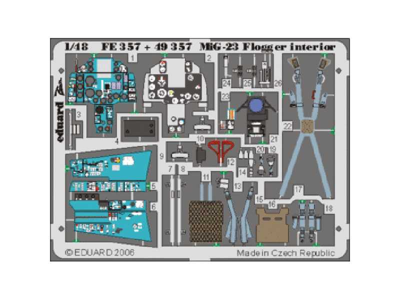 MiG-23 Flogger B interior 1/48 - Italeri - blaszki - zdjęcie 1 MiG-23 Flogger B interior 1/48 - Italeri - blaszki - zdjęcie 1