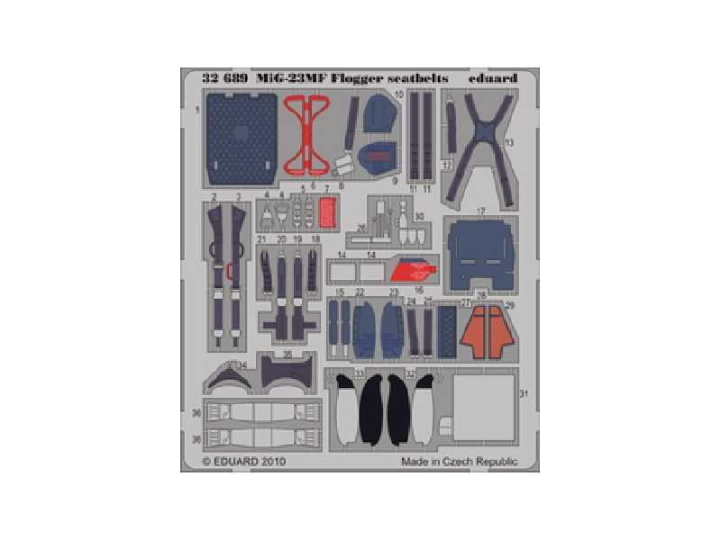 MiG-23 Flogger seatbelts 1/32 - Trumpeter - blaszki - zdjęcie 1 MiG-23 Flogger seatbelts 1/32 - Trumpeter - blaszki - zdjęcie 1