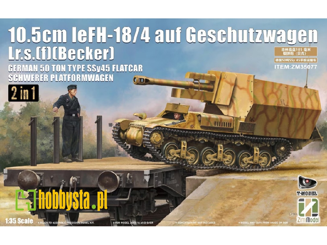 German Wwii 10.5 Cm Lefh 18/4 Auf G.W. Lrs(F) W/Ssy45 Flatcar - zdjęcie 1