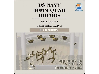 Us Navy Wwii 40 Mm Quad Bofors - Metal Shells & Metal Shell Casings (25 + 25 Pcs) - zdjęcie 1