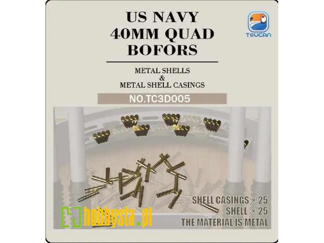 Us Navy Wwii 40 Mm Quad Bofors - Metal Shells & Metal Shell Casings (25 + 25 Pcs) - zdjęcie 1