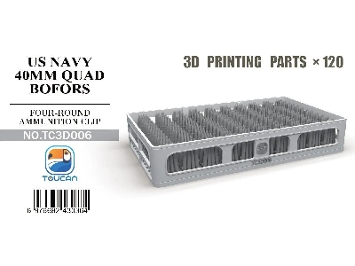 Us Navy Wwii 40 Mm Quad Bofors - Four-round Ammunition Clip (120 Pcs / 3d-printed) - zdjęcie 1