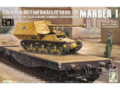 Marder I 7,5 Cm Pak.40/1 Auf Gw.Lr.S.(F) Sd.Kfz.135 German 50 Ton Type Ssy45 Flatcar Schwerer Platformwagen 2 In 1 - zdjęcie 1