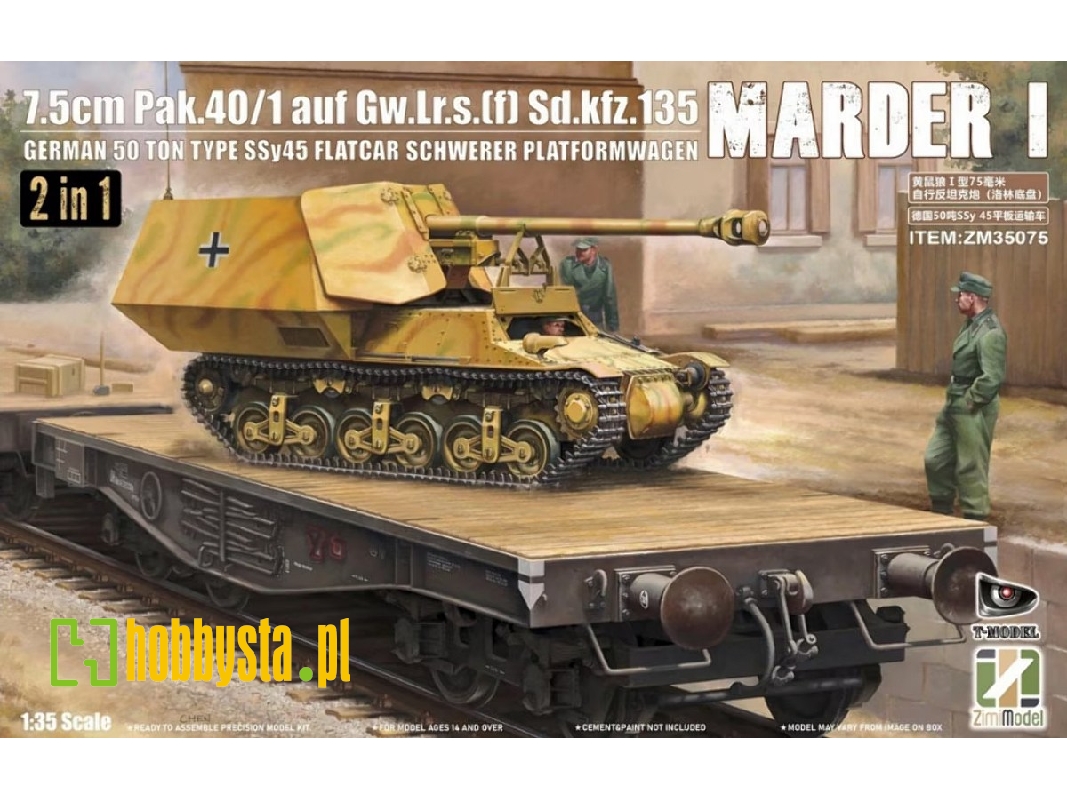 Marder I 7,5 Cm Pak.40/1 Auf Gw.Lr.S.(F) Sd.Kfz.135 German 50 Ton Type Ssy45 Flatcar Schwerer Platformwagen 2 In 1 - zdjęcie 1