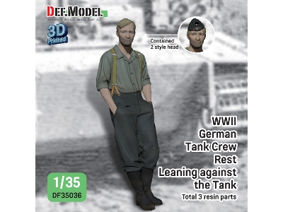German Wwii Tank Crew - Rest Leaning Front Of Tiger I No.2 (1 Figure With 2 Heads / 3d-printed) - zdjęcie 1