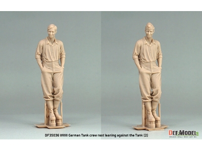 German Wwii Tank Crew - Rest Leaning Front Of Tiger I No.2 (1 Figure With 2 Heads / 3d-printed) - zdjęcie 4