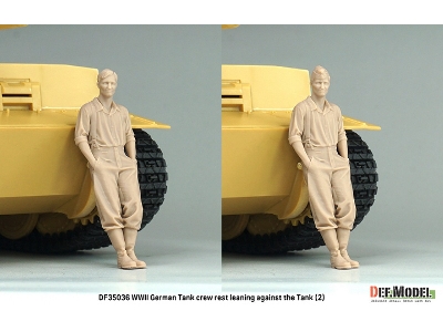 German Wwii Tank Crew - Rest Leaning Front Of Tiger I No.2 (1 Figure With 2 Heads / 3d-printed) - zdjęcie 5