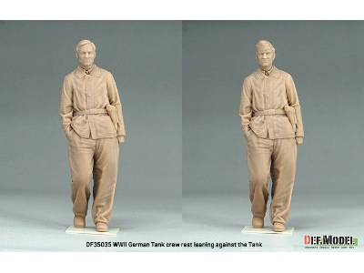 German Wwii Tank Crew - Rest Leaning Front Of Tiger I Set (2 Figures E.W.2 Heads / 3d-printed) - zdjęcie 2