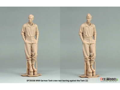 German Wwii Tank Crew - Rest Leaning Front Of Tiger I Set (2 Figures E.W.2 Heads / 3d-printed) - zdjęcie 3