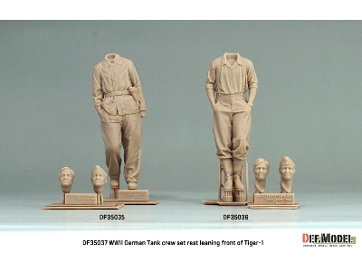 German Wwii Tank Crew - Rest Leaning Front Of Tiger I Set (2 Figures E.W.2 Heads / 3d-printed) - zdjęcie 4