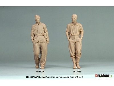 German Wwii Tank Crew - Rest Leaning Front Of Tiger I Set (2 Figures E.W.2 Heads / 3d-printed) - zdjęcie 5