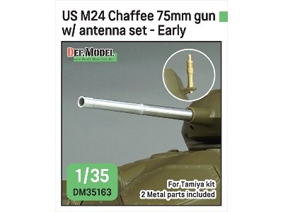 Us M24 Chaffee - 75 Mm Gun With Antenna Base Set (Al. + Brass / For Tamiya Kits) - zdjęcie 1