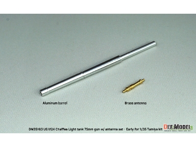 Us M24 Chaffee - 75 Mm Gun With Antenna Base Set (Al. + Brass / For Tamiya Kits) - zdjęcie 2