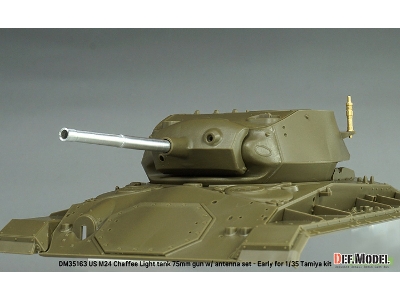 Us M24 Chaffee - 75 Mm Gun With Antenna Base Set (Al. + Brass / For Tamiya Kits) - zdjęcie 3