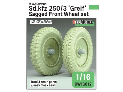 German Ww2 Sd.Kfz 250/3 'greif' - Sagged Wheel Set (For Das Werk Kits) - zdjęcie 1