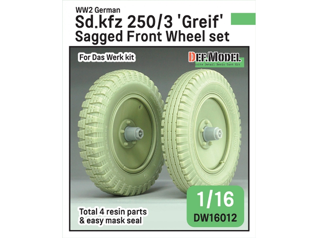 German Ww2 Sd.Kfz 250/3 'greif' - Sagged Wheel Set (For Das Werk Kits) - zdjęcie 1