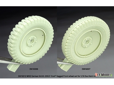 German Ww2 Sd.Kfz 250/3 'greif' - Sagged Wheel Set (For Das Werk Kits) - zdjęcie 5