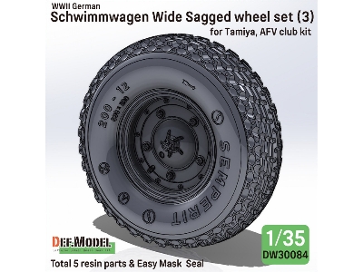 German Schwimmwagen - Wide Wheel Set 3 / Semperit (For Tamiya And Afv Club Kits) - zdjęcie 1